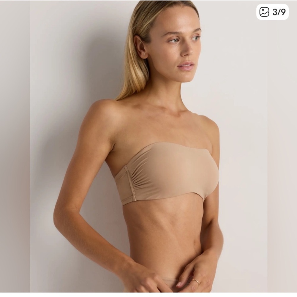 Quince Second Skin Shapewear Bandeau Bra Strapless Sand NEW 2 Pack